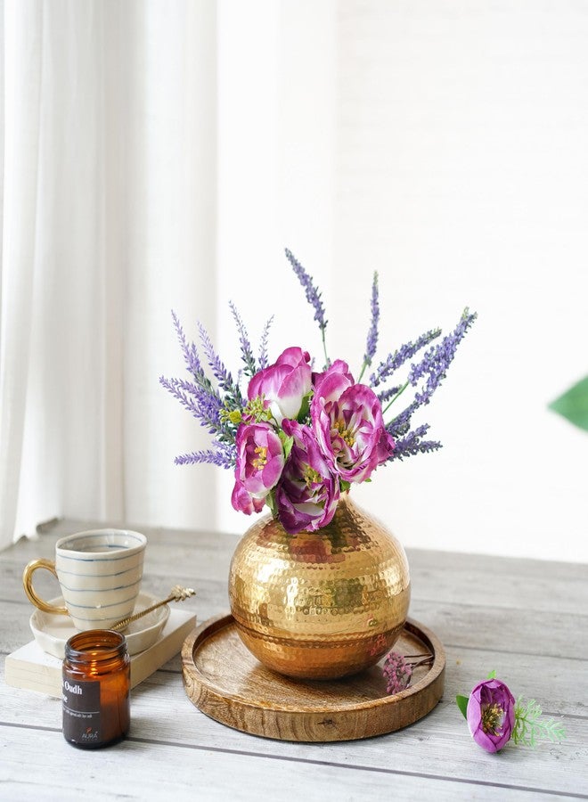 BEHOMA Metal Round Flower Vase for Home Decor | Table Decorative Item for Bedroom Living Room Office | Best Gift for Wedding Festivals Birthday | Golden Large 1PC (Flower not Included) - Image 2
